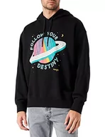Bluzy męskie - Wrangler Męska bluza z kapturem, czarna, XXL - miniaturka - grafika 1