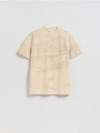 Koszulki męskie - Reserved - Strukturalny t-shirt regular - warm olive - miniaturka - grafika 1