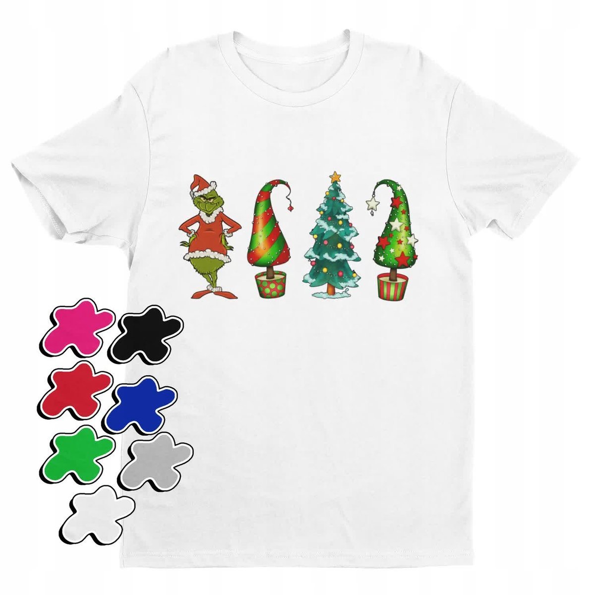 Koszulka T-Shirt Dziecięca Z Nadrukiem Grinch Święta Prezent -M 134-140
