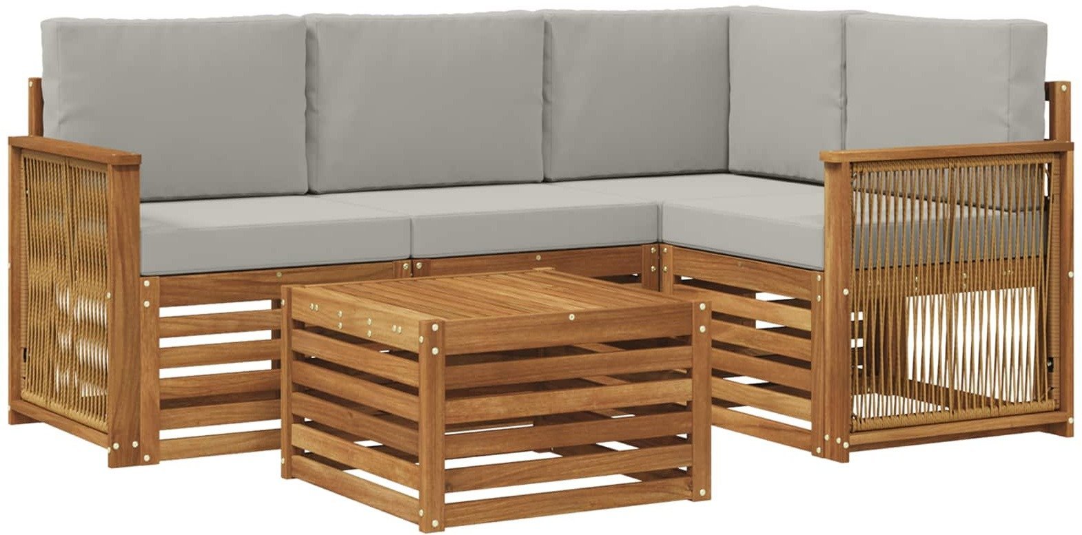 vidaXL Zestaw sof na zewnątrz 5 pcs Naturalny i jasnoszary