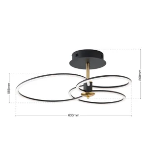 ORION Sufitowa LED Charlotte 3 pierścienie czarna/złota - Lampy sufitowe - miniaturka - grafika 2