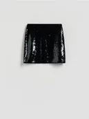 Spódnice - Reserved - Cekinowa spódnica mini - czarny - miniaturka - grafika 1