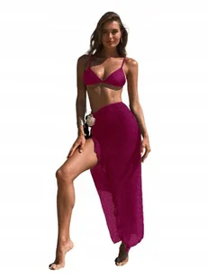 Strój Kąpielowy Bikini 3-Częściowy Z Długą Spódnicą Kwiat Ozdobny Różowy L - Stroje kąpielowe Strój Kąpielowy Bikini 3-Częściowy Z Długą Spódnicą Kwiat Ozdobny Różowy L - Stroje kąpielowe - miniaturka - grafika 1