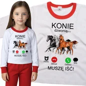 Piżamy dla dziewczynek - Piżama dziecięca Muszę Iść Konie Dzwonią 98/104 - VoloDonum - miniaturka - grafika 1