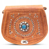 Torebki damskie - Torebka Damska Listonoszka Na Ramię Skóra Naturalna Z Maroko Tłoczone Wzory - miniaturka - grafika 1
