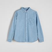 Koszule męskie - Reserved - Denimowa koszula regular fit - Niebieski - miniaturka - grafika 1