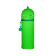 Piórniki - Legami - Miękki silikonowy piórnik szkolny 2 w 1 - Kawaii, woreczek w kształcie dinozaura, uchwyt na pióro, silikonowy zamek błyskawiczny, woreczek na długopis, ołówki, markery, wys. 18,5 cm, zielony, - miniaturka - grafika 1