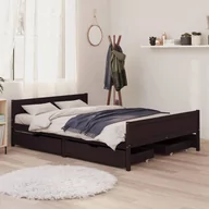 Łóżka - Lumarko Rama łóżka z 4 szufladami, ciemnobrązowa, 160x200 cm, sosnowa - miniaturka - grafika 1