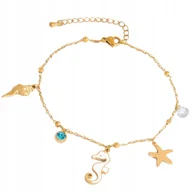 Bransoletki - Bransoletka na Nogę Kostkę Złota Morska Pozłacana Stal Bransoletki Trusky - miniaturka - grafika 1