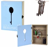Szafki na klucze - ŚLICZNA DREWNIANA SZAFKA NA KLUCZE SKRZYNKA ZAMYKANA 6 HACZYKÓW WIESZAK - miniaturka - grafika 1