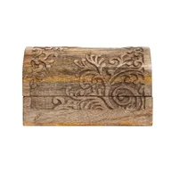 Pudełka i szkatułki - HOMLA Szkatułka na biżuterię FLOAR drewniana żłobiona 19x11x11 cm - miniaturka - grafika 1