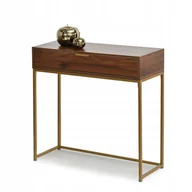 Konsole i sekretarzyki - Szykowna Konsola Nora 80CM Orzech Złoty Z Szufladą Do Przedpokoju - miniaturka - grafika 1