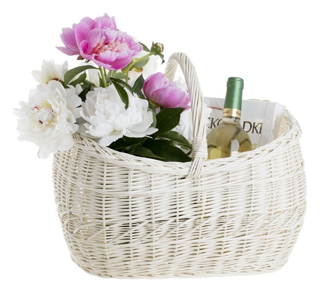 DUŻY Wybielany dekoracyjny KOSZ NA ZAKUPY Z WIKLINY EKOLOGICZNA TORBA ROBOTA RĘCZNA RZEMIEŚLNICZA KOSZ NA GRZYBY 44X32 H25/36 CM