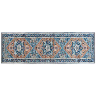 Dywan 80 x 240 cm niebiesko-pomarańczowy RITAPURAM - Dywany - miniaturka - grafika 1