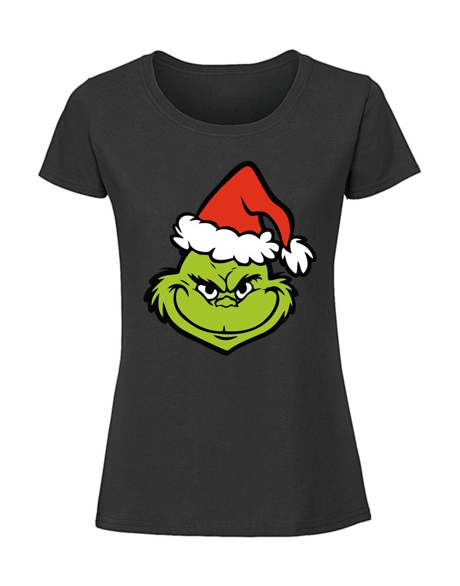 Damska koszulka z nadrukiem - grinch czarny M