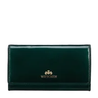 Portfele - Portfel damski ze skóry lakierowanej duży zielony - miniaturka - grafika 1
