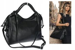 Torebka Damska Shopper na Ramię pojemna listonoszka Maria C. MC599 czarna - Torebki damskie Torebka Damska Shopper na Ramię pojemna listonoszka Maria C. MC599 czarna - Torebki damskie - miniaturka - grafika 1