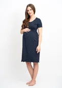 Piżamy ciążowe - Ciążowa koszula Classic z krótkim rękawem granatowa w serduszka S - miniaturka - grafika 1