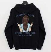 Bluzy damskie - czarna damska bluza z kapturem - miniaturka - grafika 1