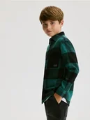 Bluzki dla chłopców - Reserved - Bawełniana koszula w kratę - zielony - miniaturka - grafika 1