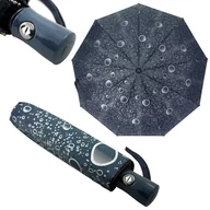 Parasole - Otwierana i zamykana automatycznie parasolka damska Tiross – Srebrne Krople, granatowa - miniaturka - grafika 1