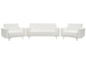 Komplety wypoczynkowe - Beliani Zestaw wypoczynkowy 5-osobowy skóra ekologiczna biały ABERDEEN - miniaturka - grafika 1