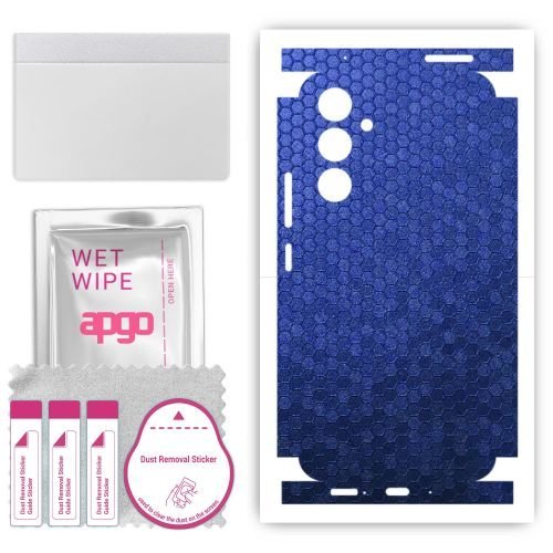 folia naklejka skórka strukturalna na TYŁ+BOKI do Samsung Galaxy A54 - Plaster Miodu Niebieski - apgo SKINS