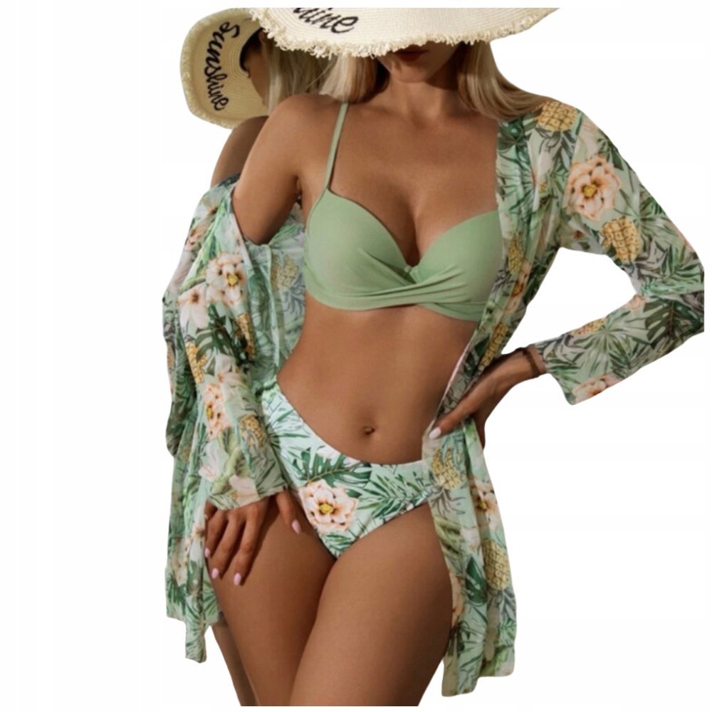 TRZYCZĘŚCIOWY STRÓJ KĄPIELOWY WYSOKI STAN PAREO NARZUTKA MODELUJĄCY BOHO M