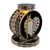 Lampiony i znicze - Znicz solarny koło 20 x 25 cm zloto-czarny - miniaturka - grafika 1