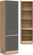 Regały - Szafka wysoka uniwersalna Regał zamknięty Dąb Cremona Szary MILTON ML07 - miniaturka - grafika 1