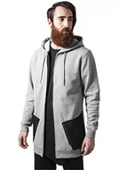 Bluzy męskie - Urban Classics Męska bluza z kapturem Long Peached Tech Zip Hoody, różnokolorowy (gry/blk 119), M - miniaturka - grafika 1