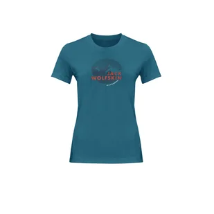 Damska Koszulka z krótkim rękawem JACK WOLFSKIN HIKING S/S GRAPHIC T W 1808941-1395 – Turkusowy - Koszulki i topy damskie - miniaturka - grafika 1