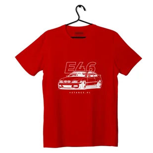 T-shirt koszulka przód BMW E46 czerwona-M - Odzież do sportów motorowych - miniaturka - grafika 1