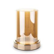 Świeczniki - Świecznik Lampion Złoty Metal Szkło Ozdobny 16,5cm - miniaturka - grafika 1