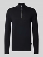 Swetry męskie - Bluza z kołnierzem z mieszanki bawełny z efektem dzianiny - miniaturka - grafika 1