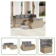 Sofy ogrodowe - The Living Store 9-cz. zestaw mebli ogrodowych z poduszkami - beżowy - polirattan - Sofa Ogrodowa - miniaturka - grafika 1