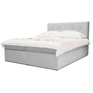 Łóżka - Łóżko kontynentalne z pojemnikiem CORA | 140x200 | Jasny szary | Topper - miniaturka - grafika 1