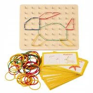 Zabawki interaktywne dla dzieci - Geoboard Geoplan Drewniana Układanka Tworzenie Kształtów z Gumek Edukacyjna - miniaturka - grafika 1