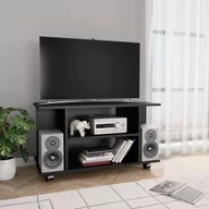 Szafki RTV - vidaXL Szafka pod TV z kółkami, czarna, 80x40x40 cm, płyta wiórowa - miniaturka - grafika 1
