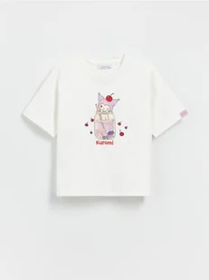 Reserved - T-shirt z aplikacją Kuromi - złamana biel - Koszulki dla dziewczynek - miniaturka - grafika 1