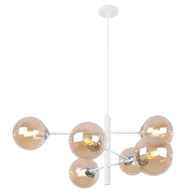 Lampy sufitowe - Lampa sufitowa wisząca Cannes biała modern 6xE14 klosz szklany kula miodowa/srebrna Light Home LH - miniaturka - grafika 1