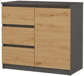 Komody - Komoda Z 3 Szufladami Dąb Artisan + Antracyt W5-D27 - miniaturka - grafika 1