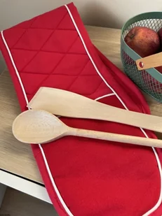 Bawełniana podwójna rękawica plamoodporna czerwonego koloru i zestaw przyborów kuchennych - Fartuchy i rękawice kuchenne - miniaturka - grafika 1