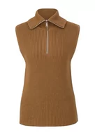 Swetry damskie - s.Oliver Sales GmbH & Co. KG/s.Oliver Damski sweter z kołnierzem Troyer z kołnierzem Troyer, brązowy, 34 - miniaturka - grafika 1