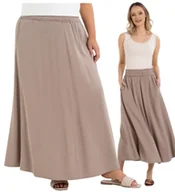 Spódnice - Damska Spódnica Maxi Wiskozowa Luźna Przewiewna Klasyczna BEŻOWA MORAJ L - miniaturka - grafika 1