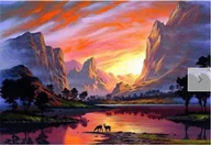 Zabawki kreatywne - Norimpex Diamentowa mozaika Zachód słońca w górach 30x40cm 1006720 - miniaturka - grafika 1