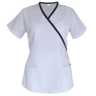 Odzież medyczna - Biała bluza medyczna z lamówką granatową 40 - miniaturka - grafika 1