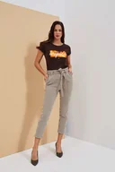 Spodnie damskie - Spodnie w paski z paskiem w talii-XS - miniaturka - grafika 1