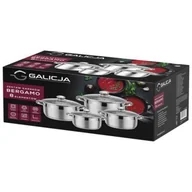 Zestawy garnków i patelni - Zestaw garnków Bergamo z pokrywkami 1,2 l + 1,8 l + 2,5 l + 4,5 l srebrny - miniaturka - grafika 1