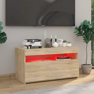 Lumarko Szafka TV z oświetleniem LED, dąb sonoma, 75x35x40 cm - Szafki RTV - miniaturka - grafika 7